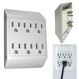1 PC 6 Outlet Wall Tap Grounded Power Adapter Port Indoor AC Plug ETL Listed New