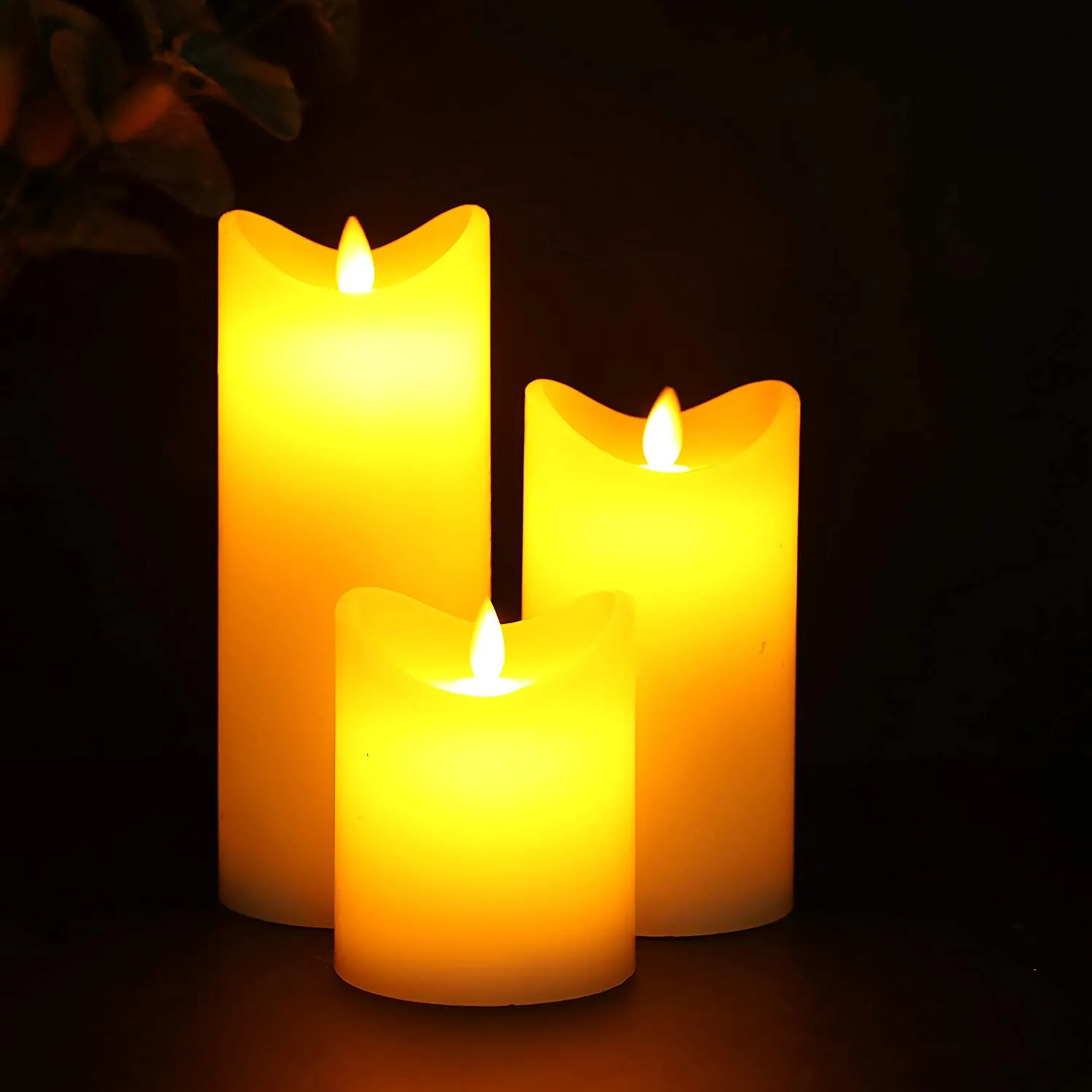 4/6/8 inch High Flickering Battery Candle（Set of 3）