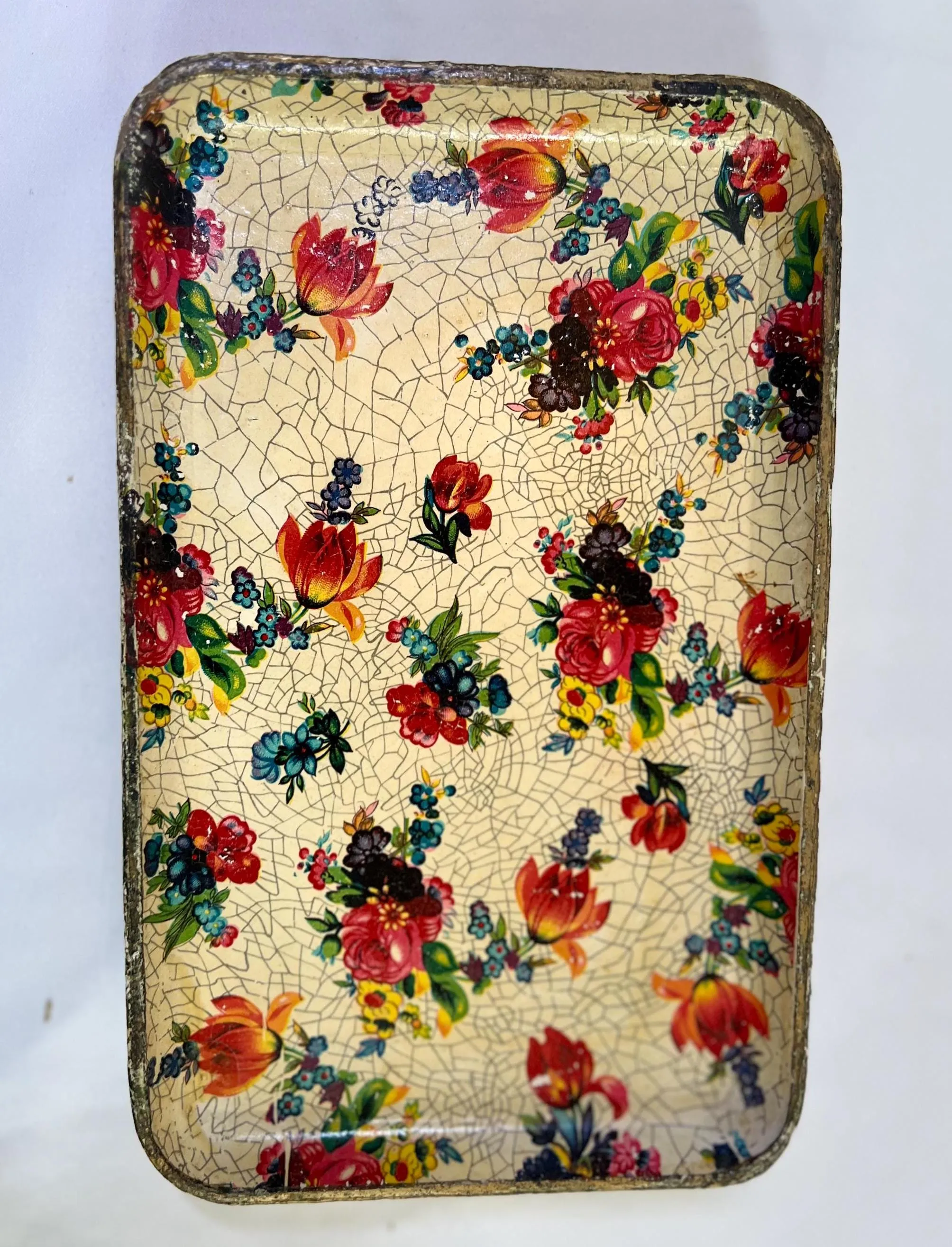 Alcohol Proof Paper Mache Tray - MCM - Red Roses