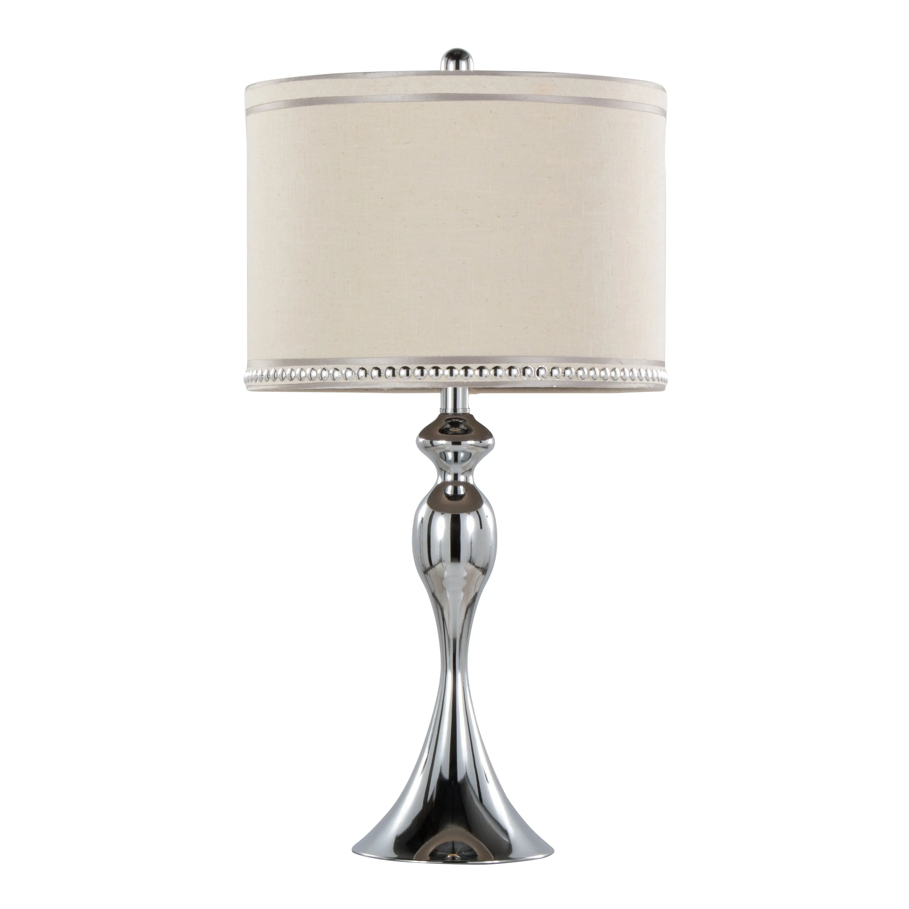 Ashland - Contemporary Table Lamp With Trim (Set of 2) - Polished Chrome / Cream by Couch.com