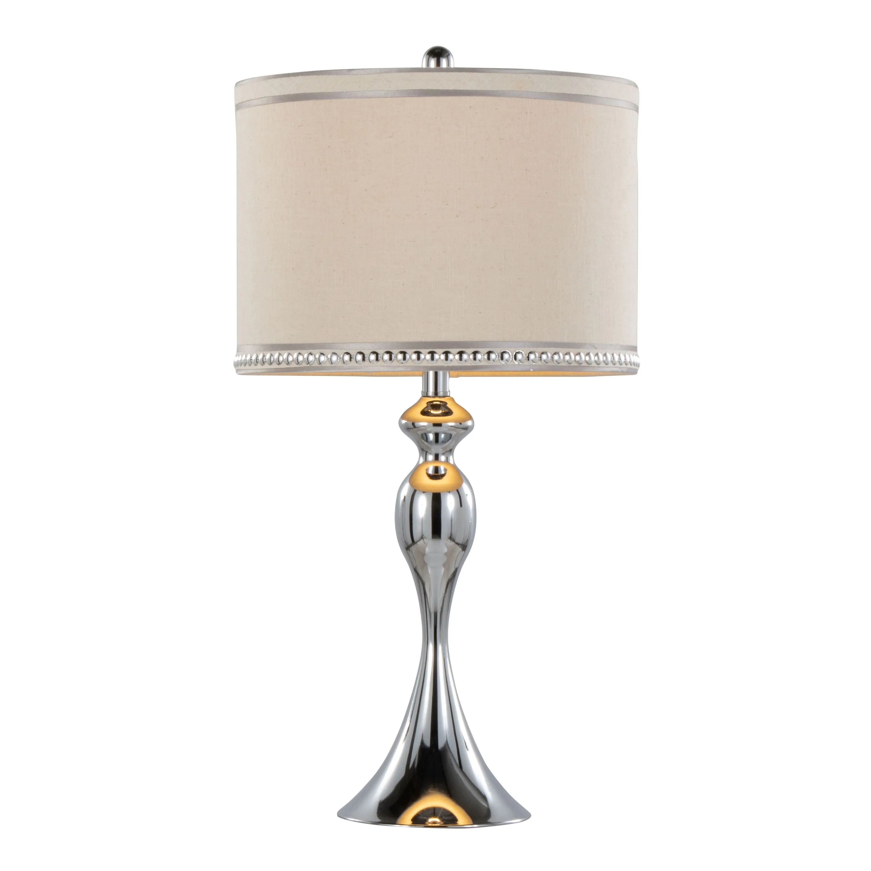 Ashland - Contemporary Table Lamp With Trim (Set of 2) - Polished Chrome / Cream by Couch.com