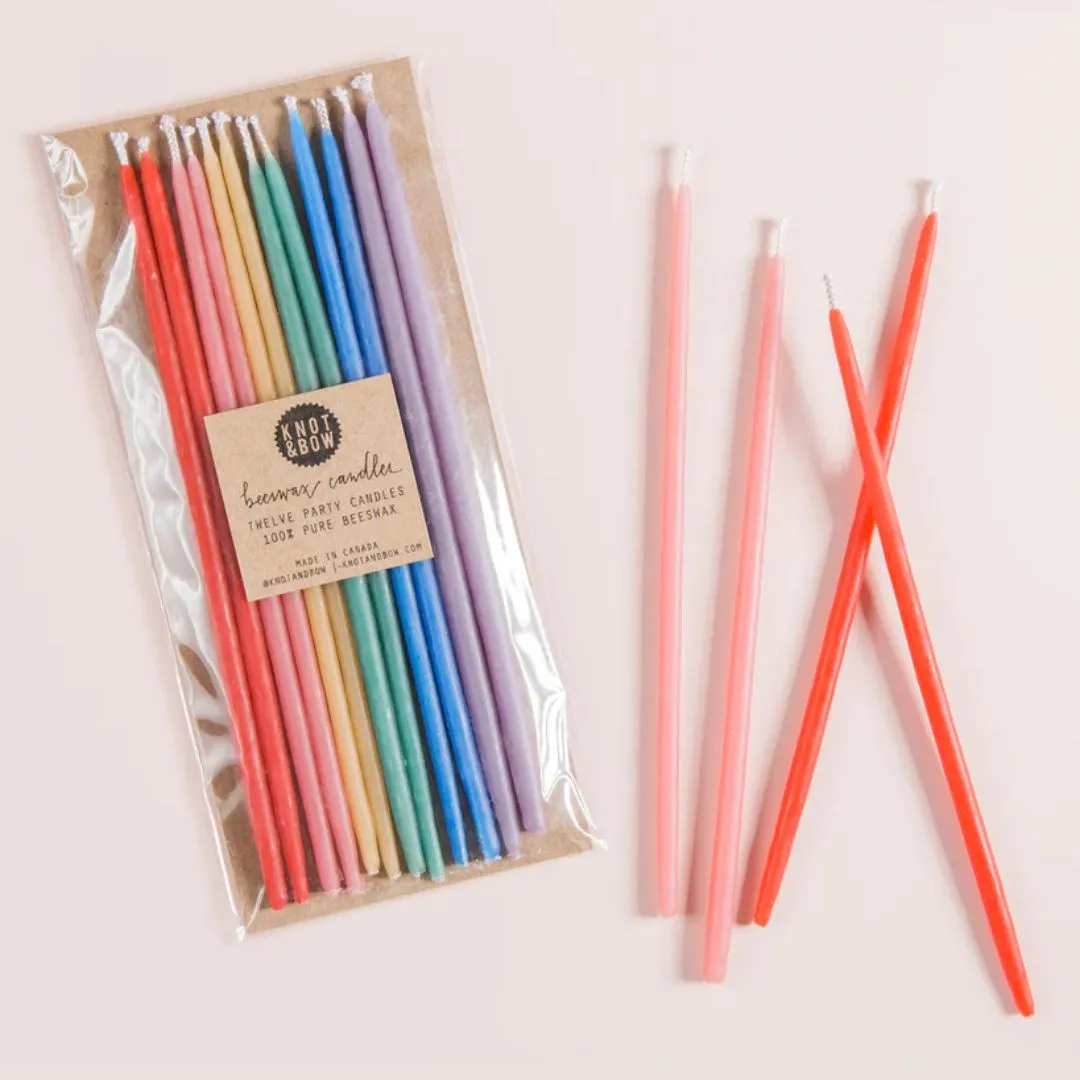 Assorted Tall Beeswax Birthday Candles (Rainbow)