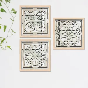 BANGERZ Elegant Wooden Frame Mirror Wall Decor for Bedroom and Living Room - Full Panel Wood Mirrors for Home Art Decoration (Vintage 6)