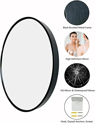 Cheval Glasses Frameless Round Wall Mirror for Wall Décor/Wash Basin/Bedroom - 24x24 Inch