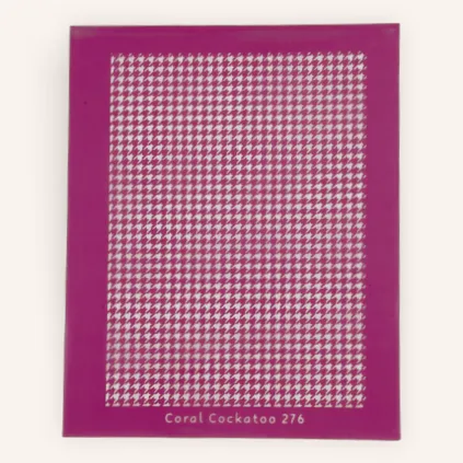 Coral Cockatoo Silk Screen Mini Houndstooth