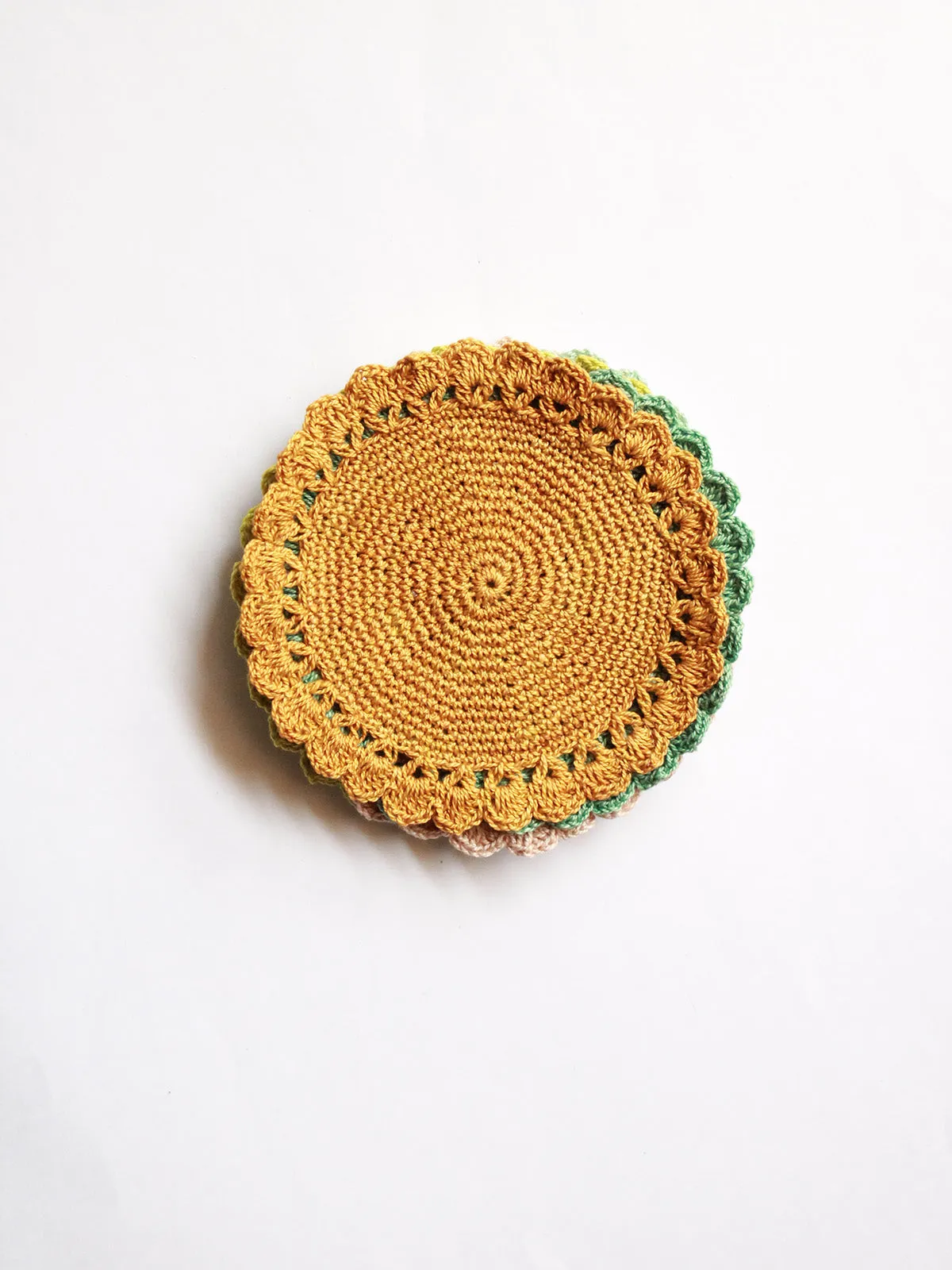 Cotton Crochet Coasters Set Of Six Multi Colour