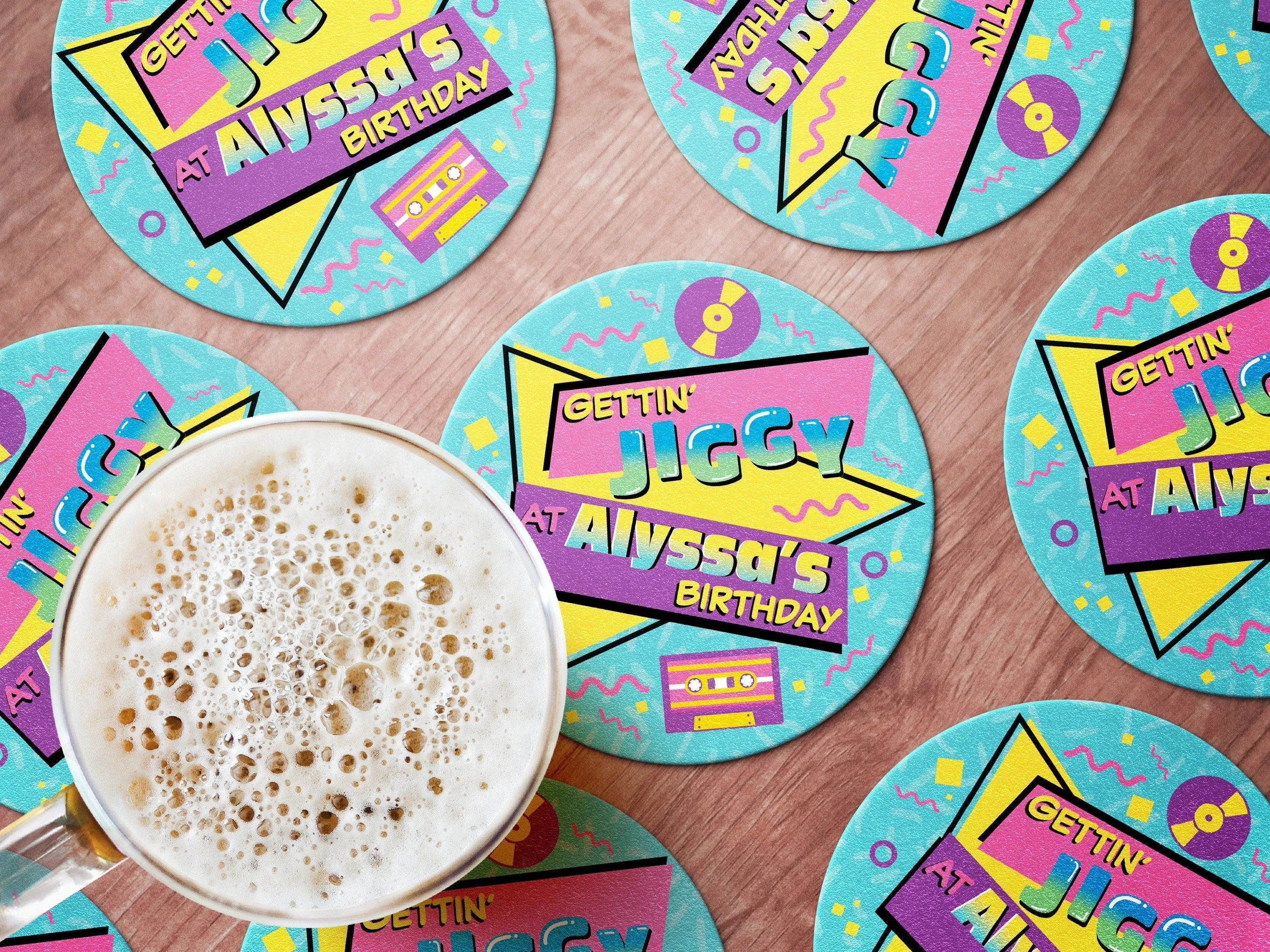 Custom 90s Birthday Party Coasters
