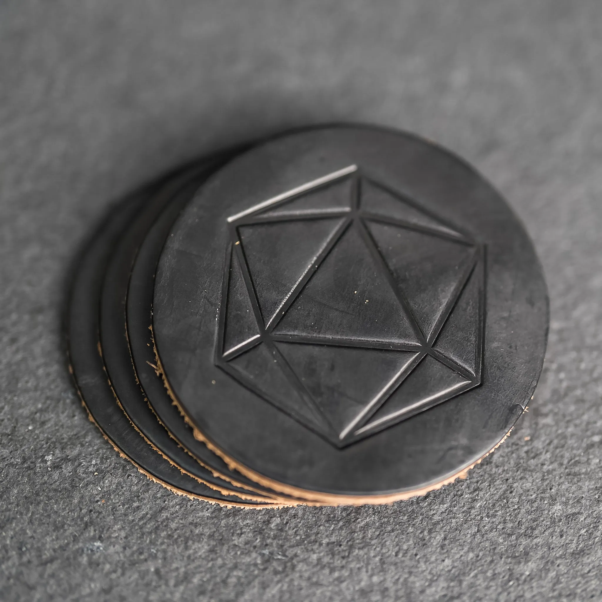 D20 Symbol Leather Coasters - Set of 4