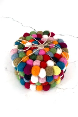 Felt Ball Coasters - Multicolour