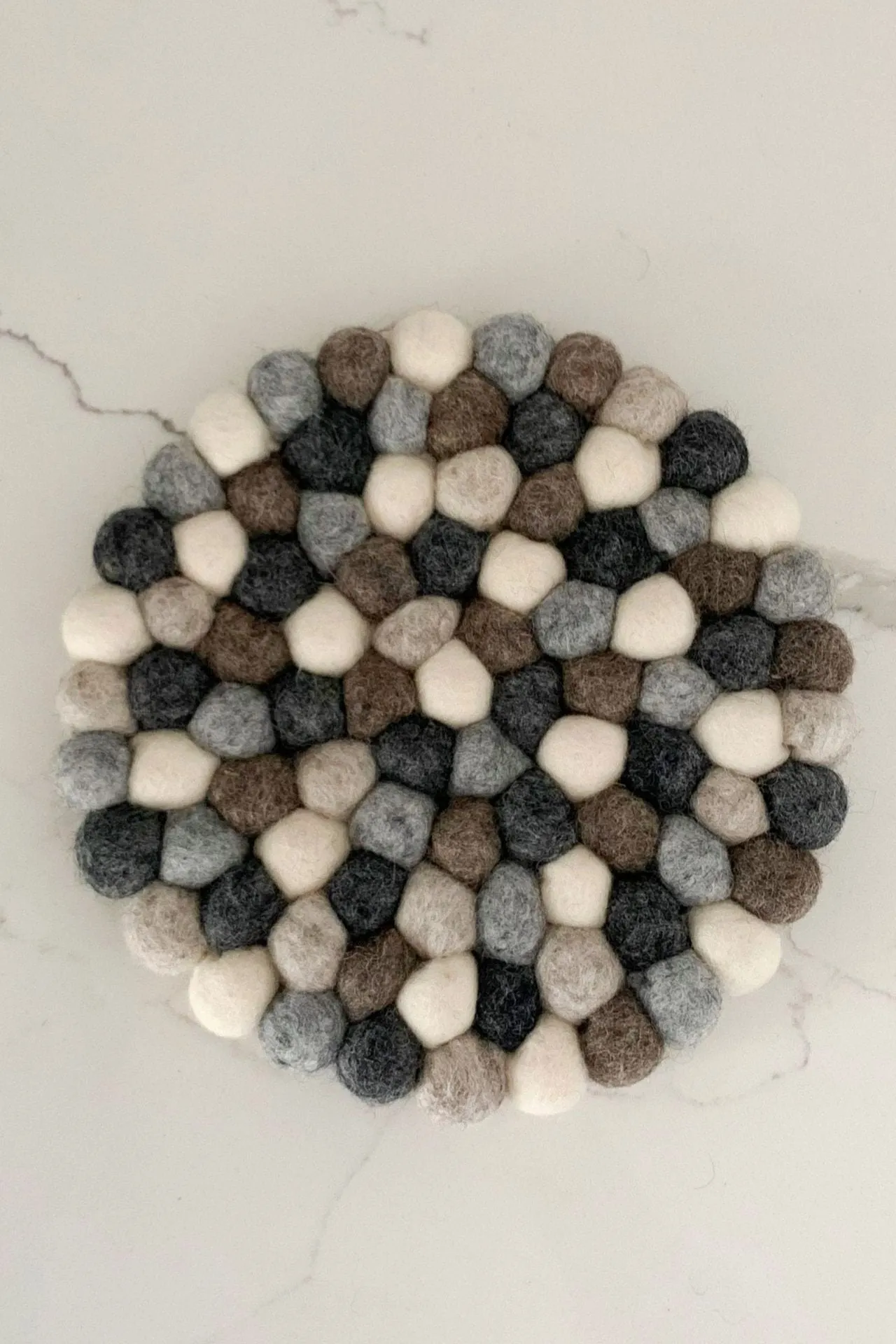 Felt Ball Set - Trivet   6 Coasters (Neutrals)