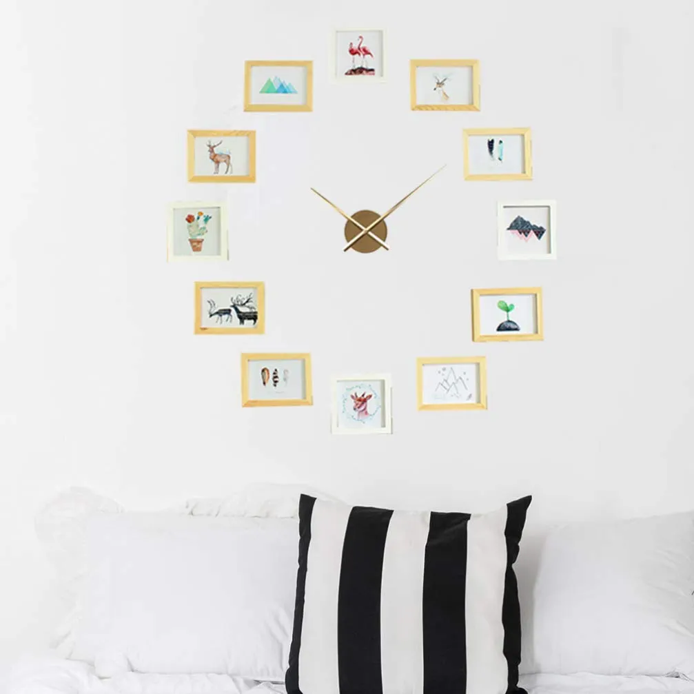 FOMIYES Gold Clock Hands, DIY Wall Clock, Simple Metal Wall Clock for Home Decoration (Golden)
