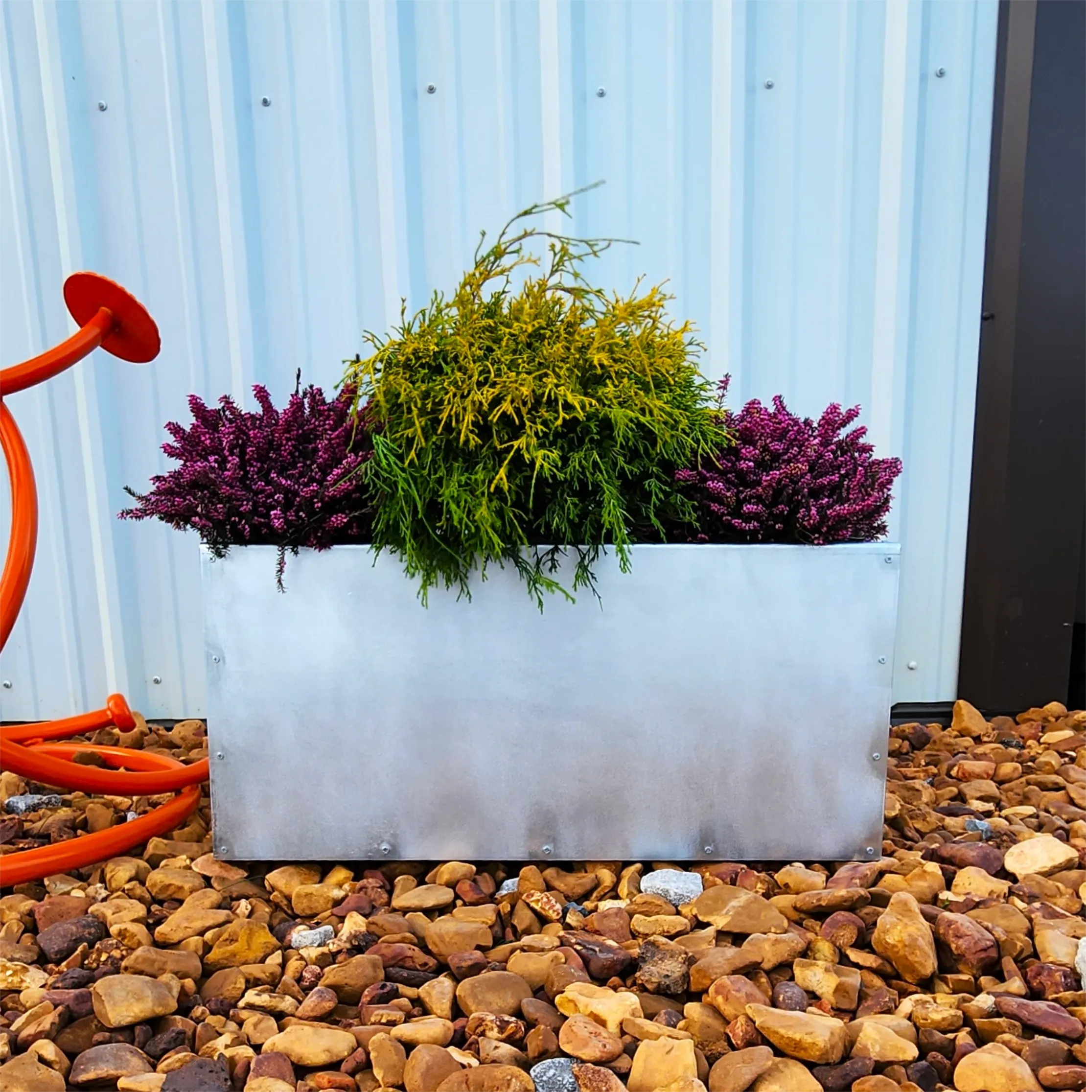 Galvanized Metal Trough Planter - Zinc Coated Planter Box - Outdoor Planter - Large Planter - Cute Planter - Succulent Planter