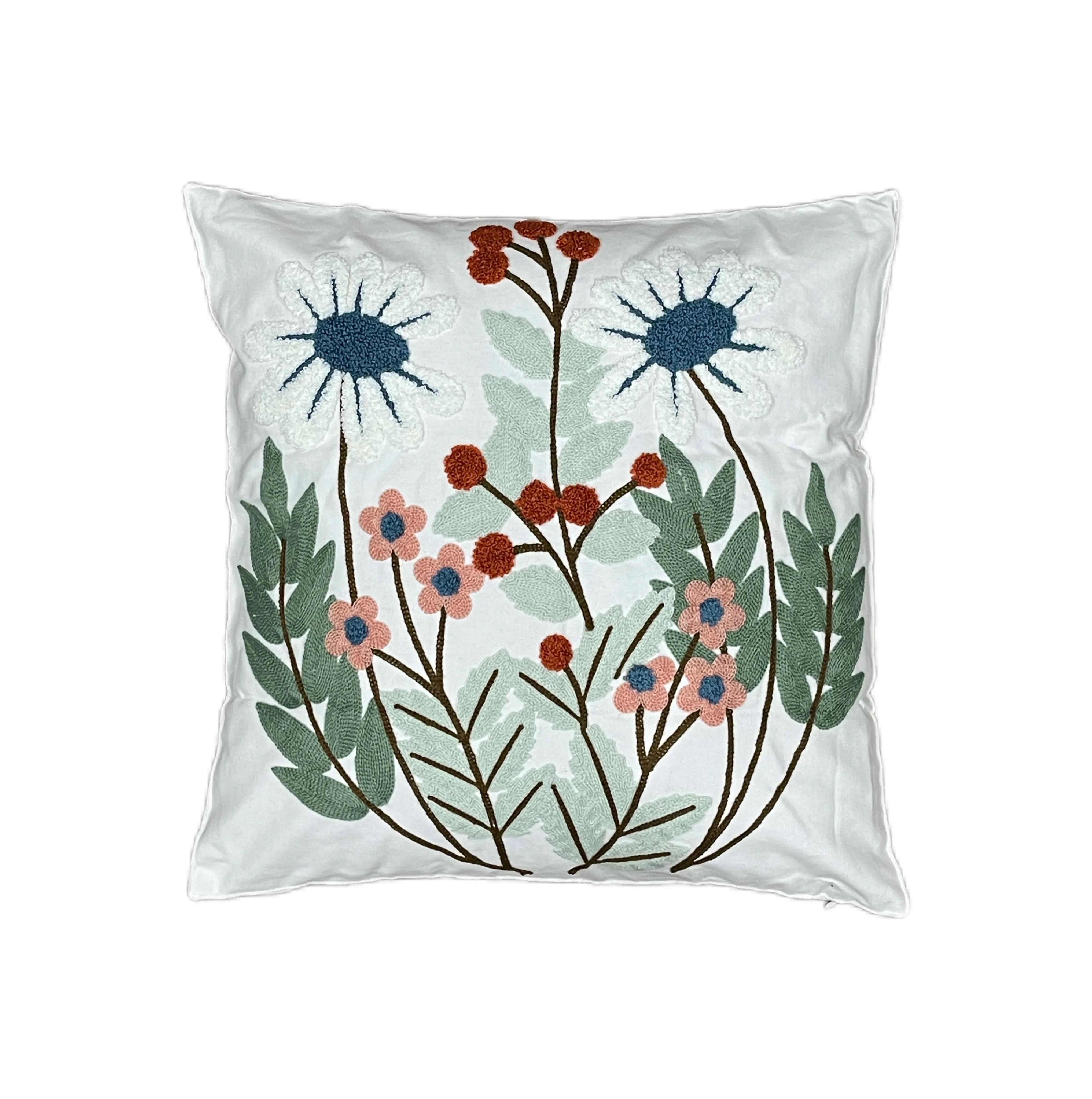 Geometrical Floral Boho Cotton Tufted Cushion Cover