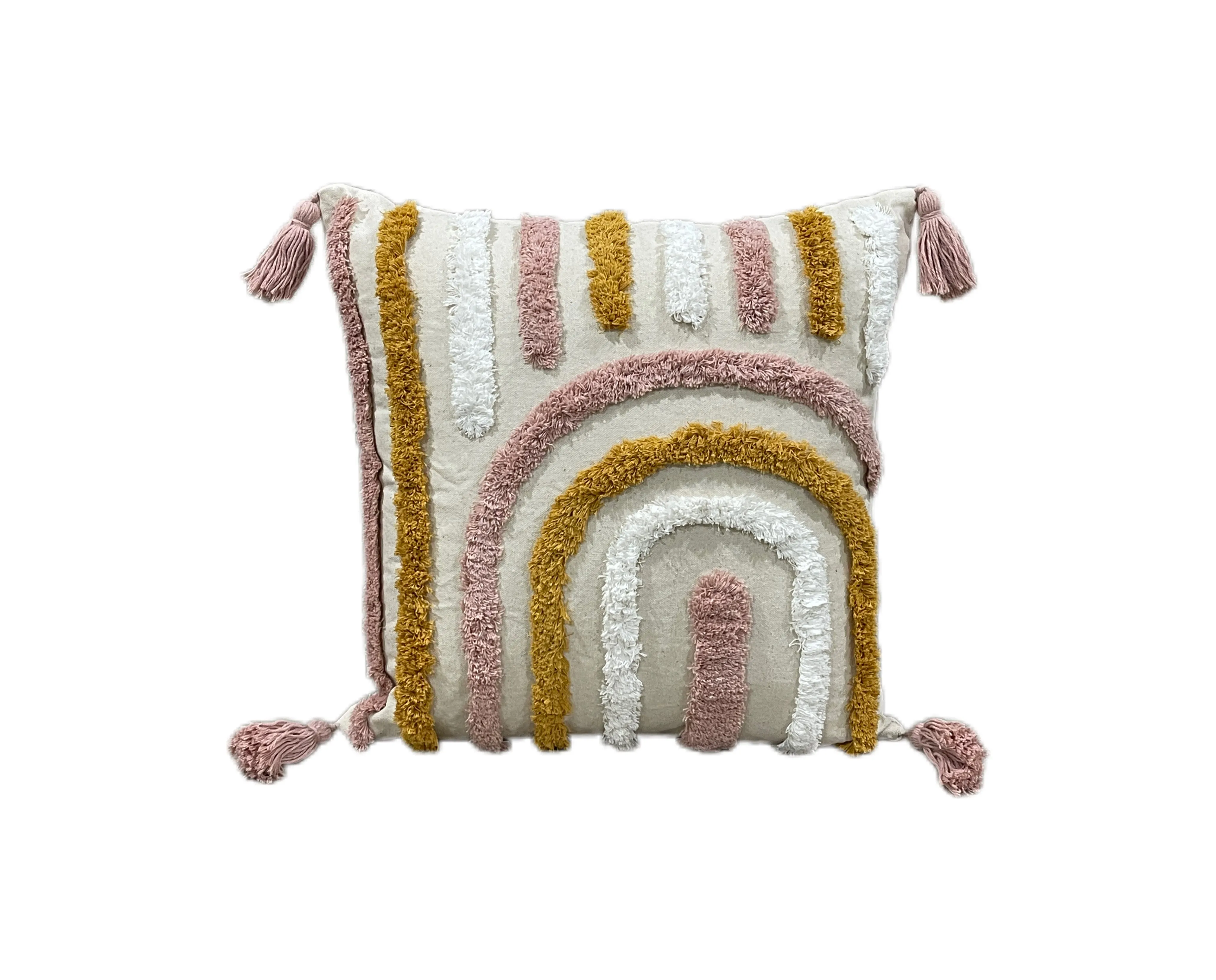 Geometrical Floral Boho Cotton Tufted Cushion Cover