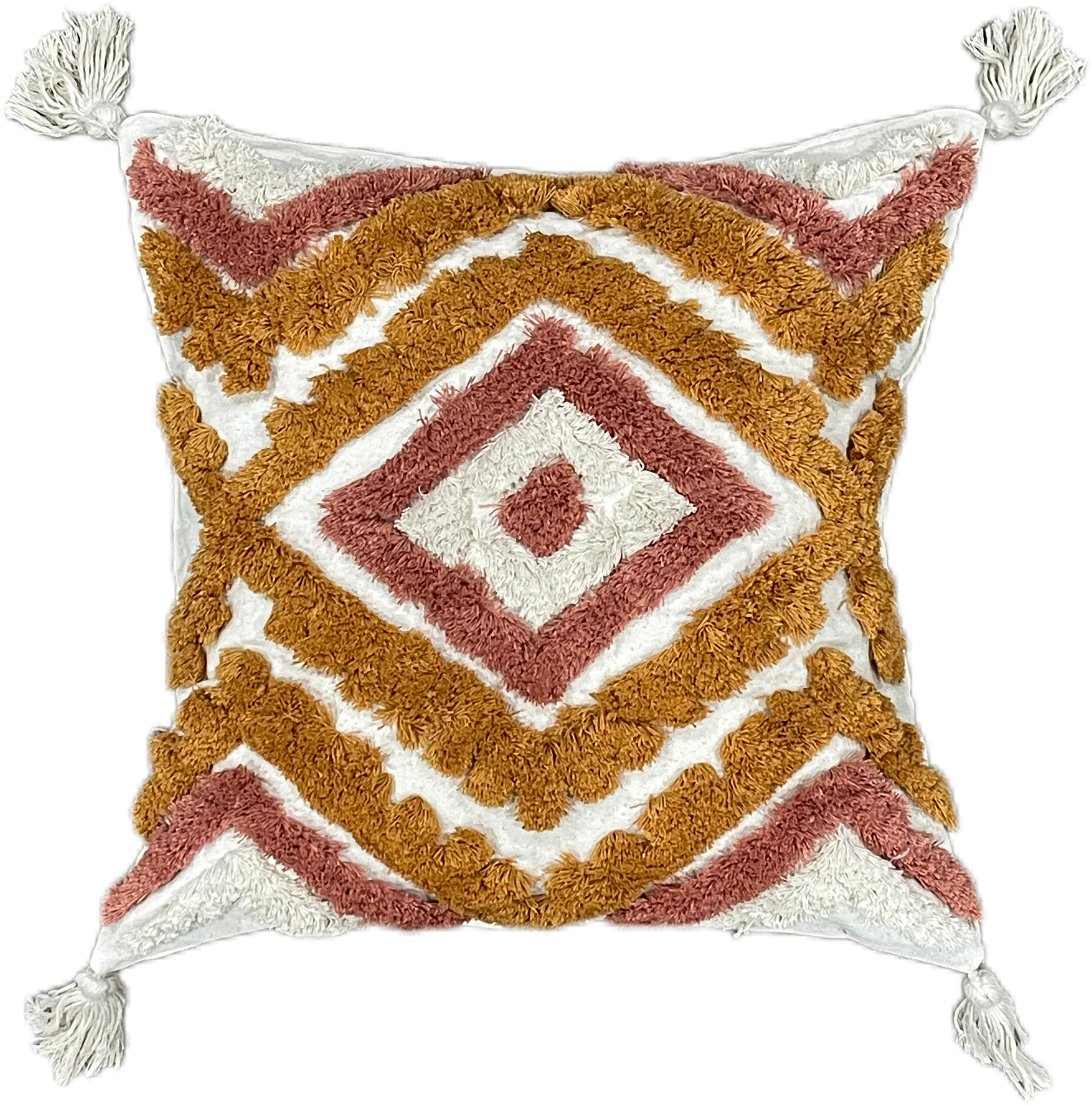 Geometrical Floral Boho Cotton Tufted Cushion Cover