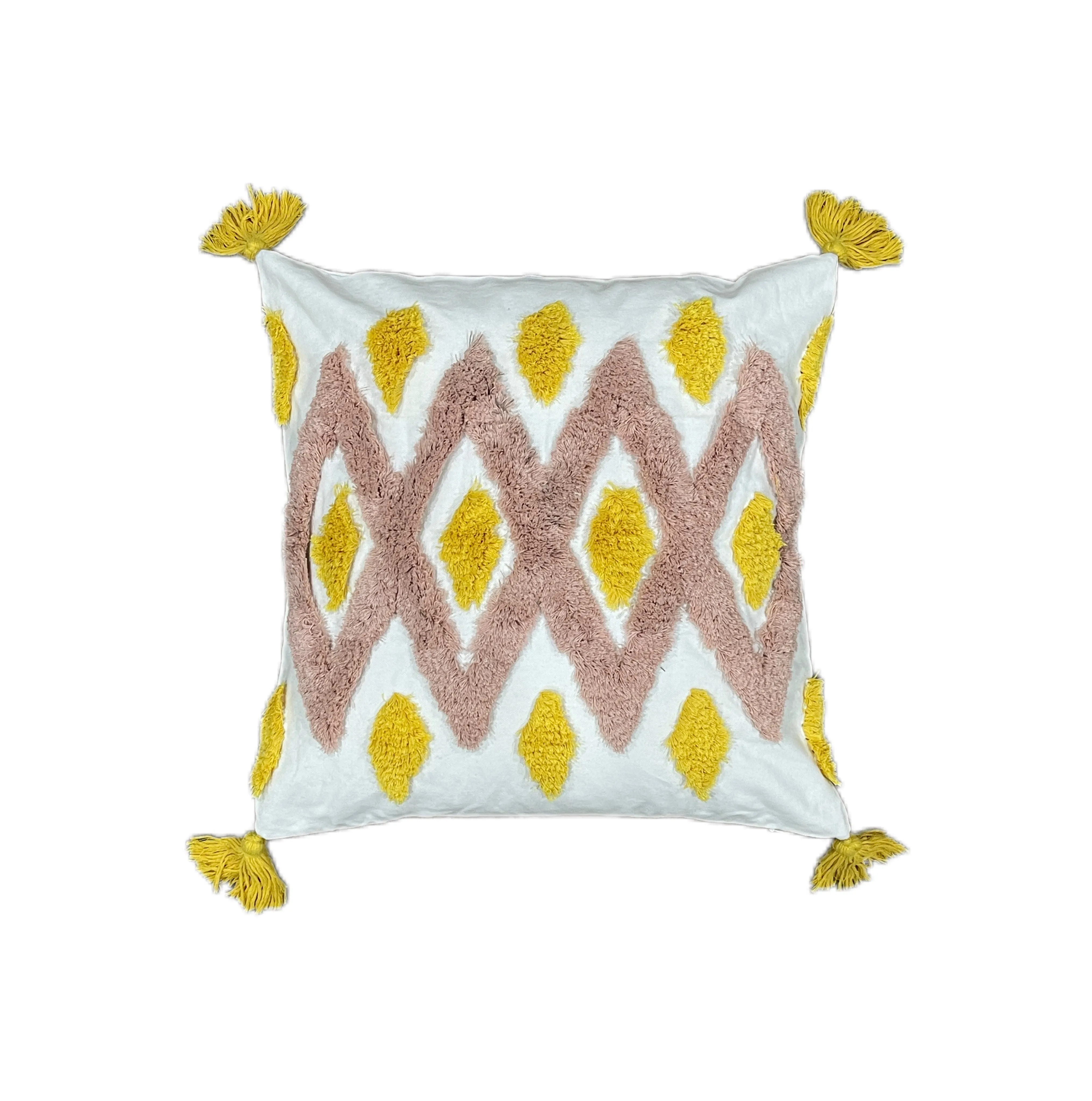 Geometrical Floral Boho Cotton Tufted Cushion Cover