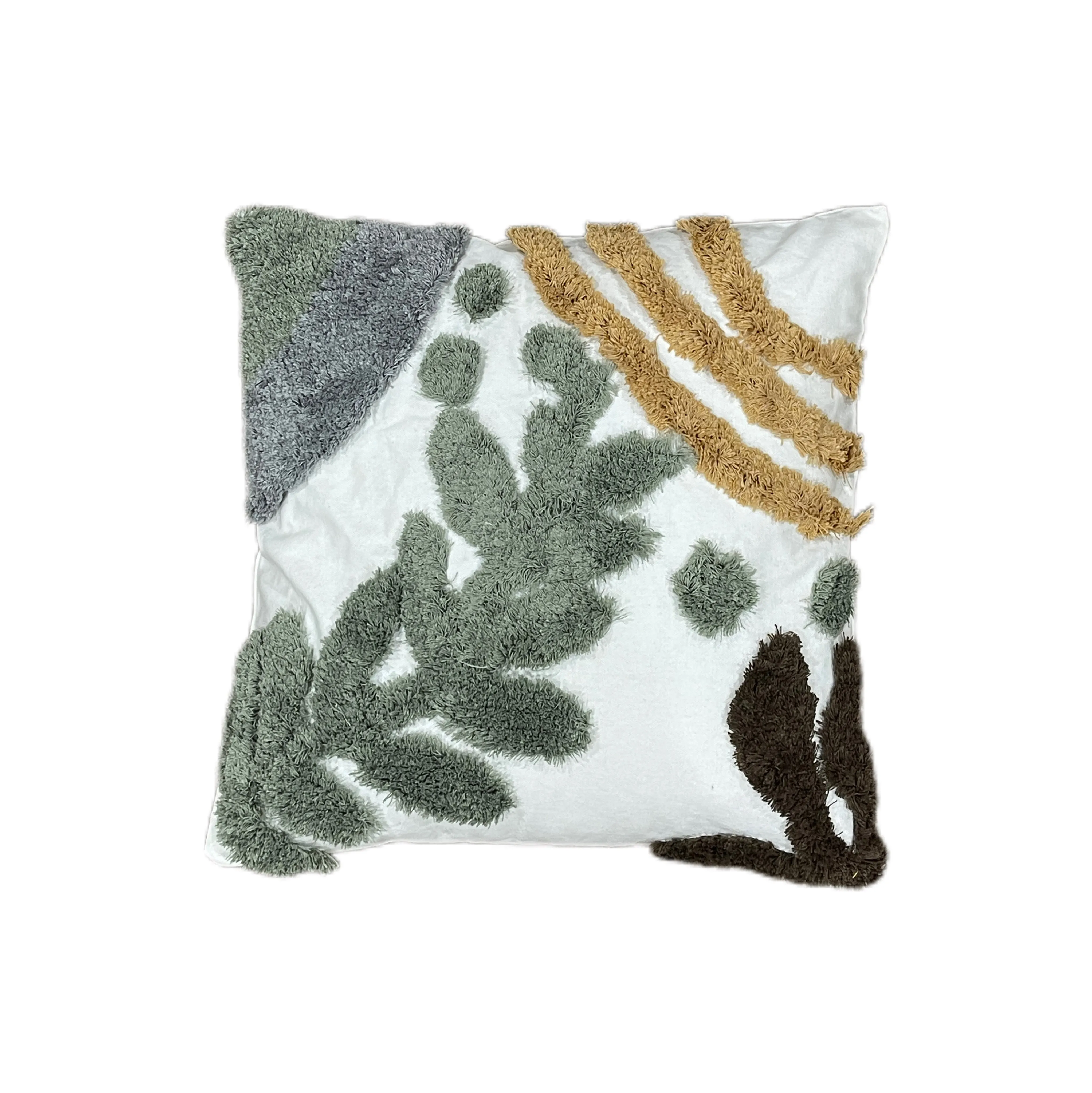 Geometrical Floral Boho Cotton Tufted Cushion Cover