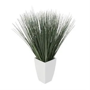 Green Faux Foliage Artificial Plant with White Plastic Pot - 19" X 19" X 28"