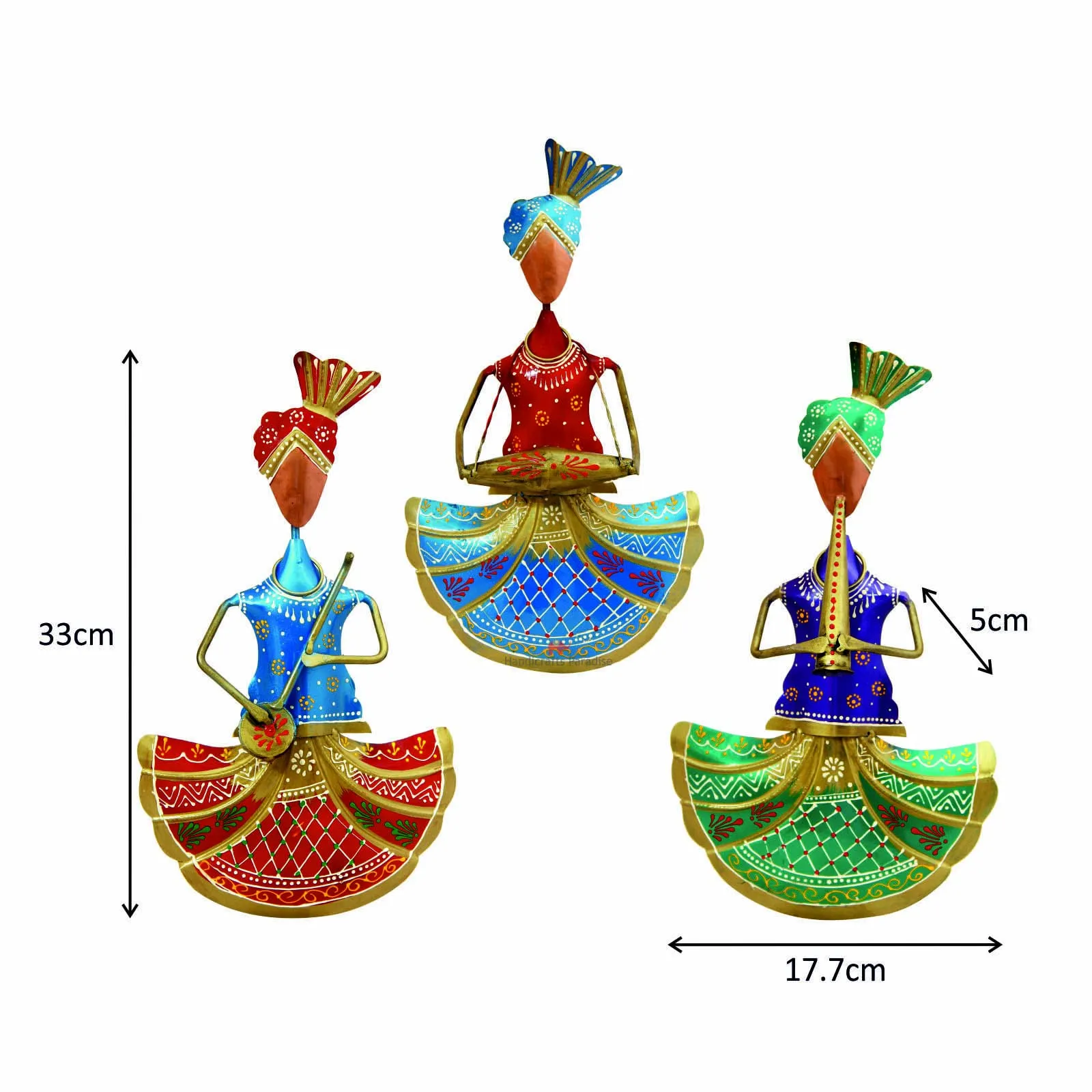 Handicrafts Paradise Iron Decorative Wall Art, Multicolour, Musicians, 7 x 13 inches