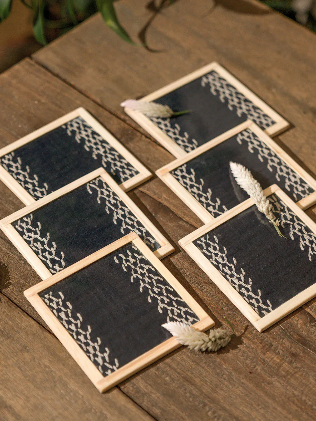 Juventus Handwoven Coasters Set Of 6 Pcs Black