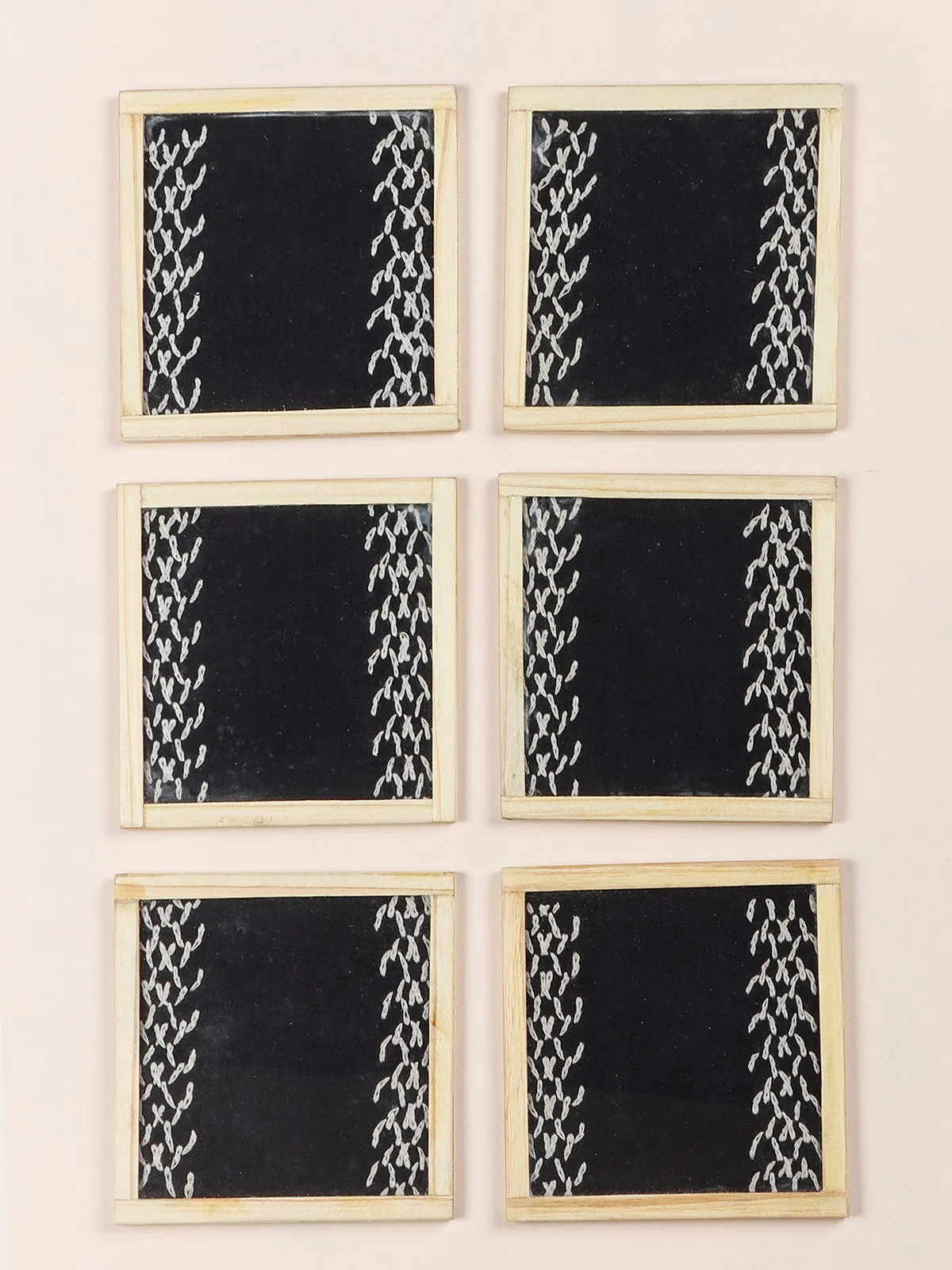 Juventus Handwoven Coasters Set Of 6 Pcs Black