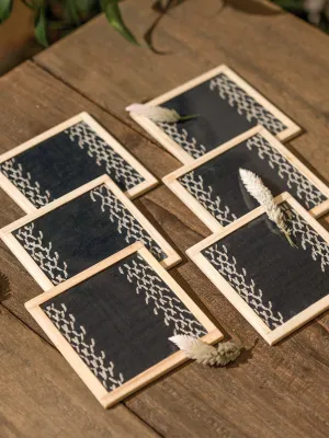Juventus Handwoven Coasters Set Of 6 Pcs Black