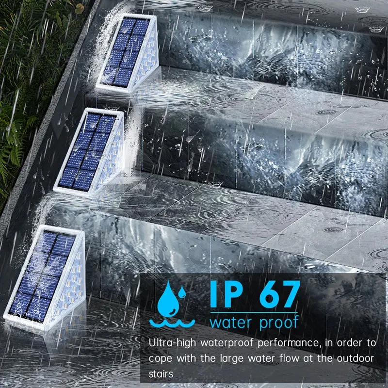 LED Step Lamp Stair Light Outdoor IP67 Waterproof Solar Light with Lens Anti-Theft Design Decor Lighting for Garden Deck Path