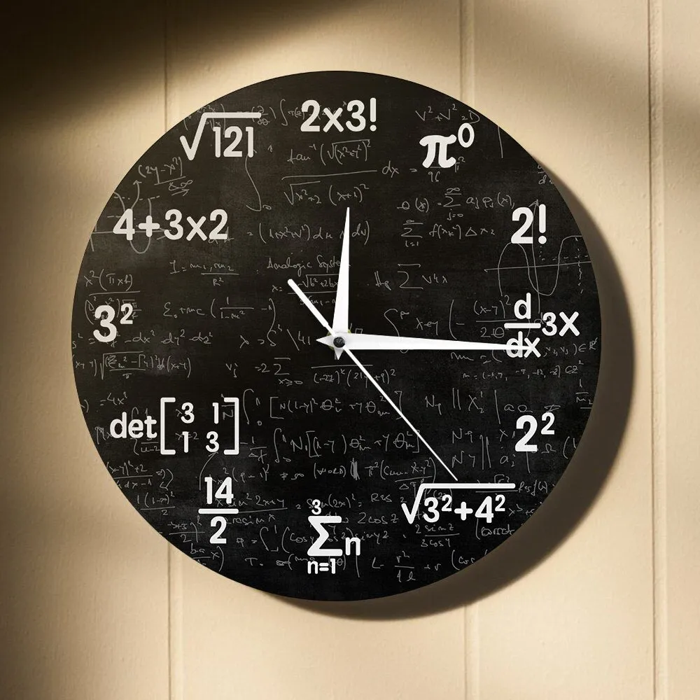 Mathematics Chalkboard Wall Clock