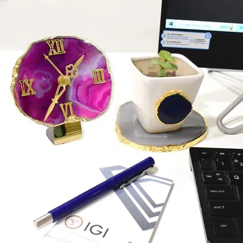 Maureen Natural Agate Stone Watch | Natural Agate Stone Watch with Stylish Golden Color Stand -13