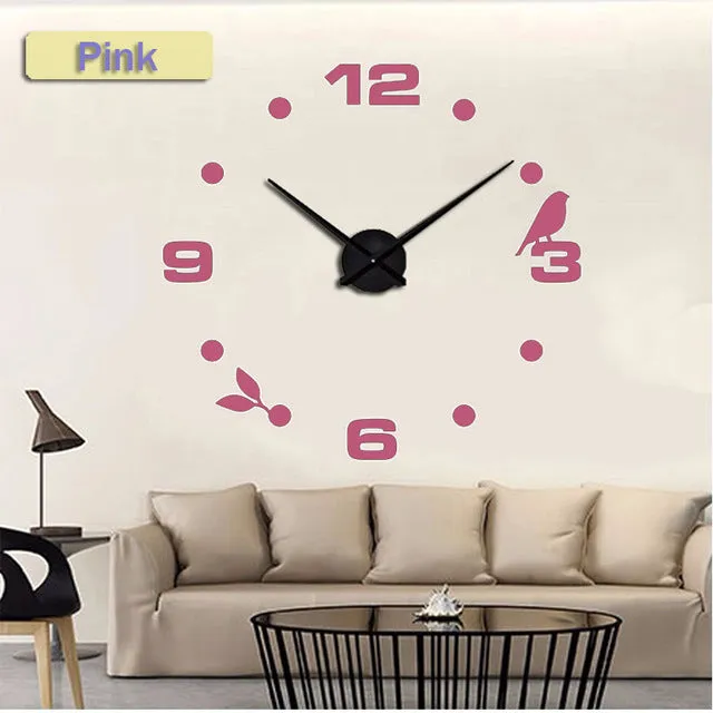 Muhsein Factory 2019 New Modern DIY Black Cat Bird Quartz Wall Clocks