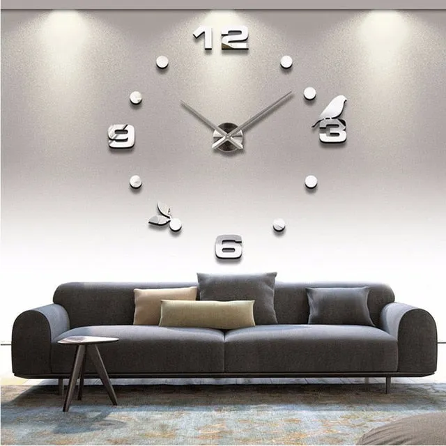 Muhsein Factory 2019 New Modern DIY Black Cat Bird Quartz Wall Clocks