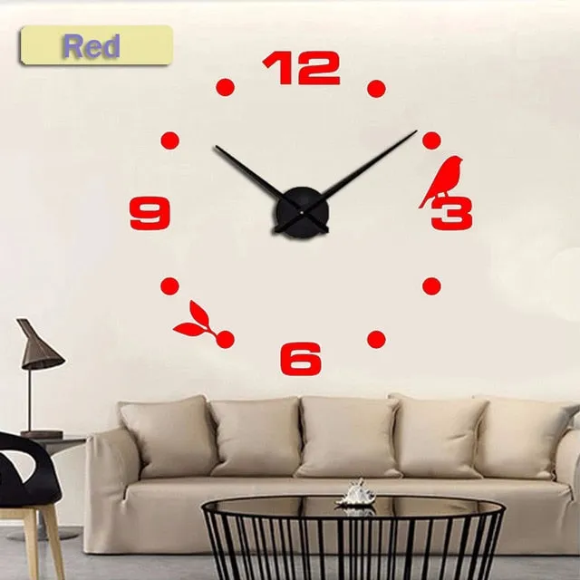 Muhsein Factory 2019 New Modern DIY Black Cat Bird Quartz Wall Clocks