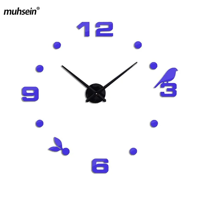 Muhsein Factory 2019 New Modern DIY Black Cat Bird Quartz Wall Clocks