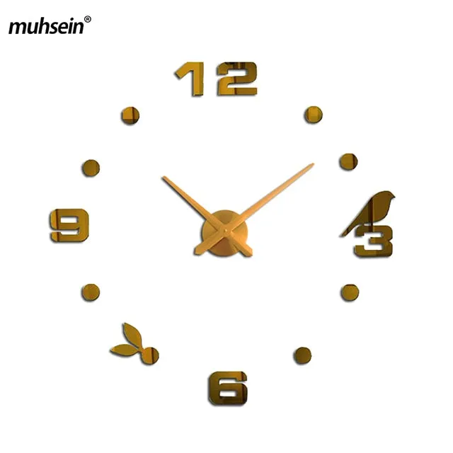 Muhsein Factory 2019 New Modern DIY Black Cat Bird Quartz Wall Clocks