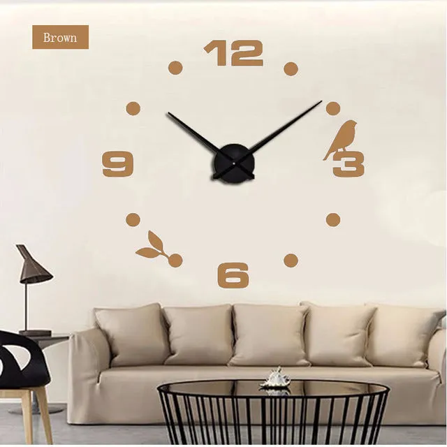 Muhsein Factory 2019 New Modern DIY Black Cat Bird Quartz Wall Clocks