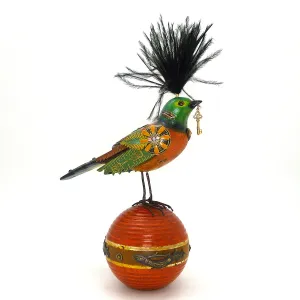 Mullanium Brown Teal Bird Croquet Ball Artists Jim Tori Mullan Steampunk Handmade