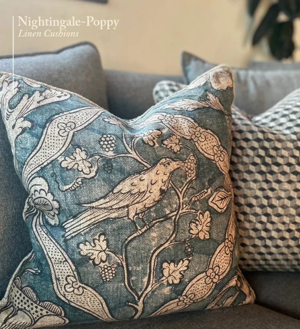 Nightingale-Poppy Cushion