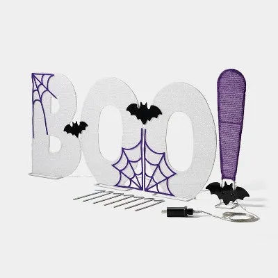 Open Box - 18" LED White Mesh 'BOO!' Halloween Novelty Silhouette Light - Hyde & EEK! Boutique