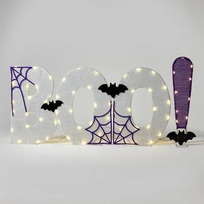 Open Box - 18" LED White Mesh 'BOO!' Halloween Novelty Silhouette Light - Hyde & EEK! Boutique