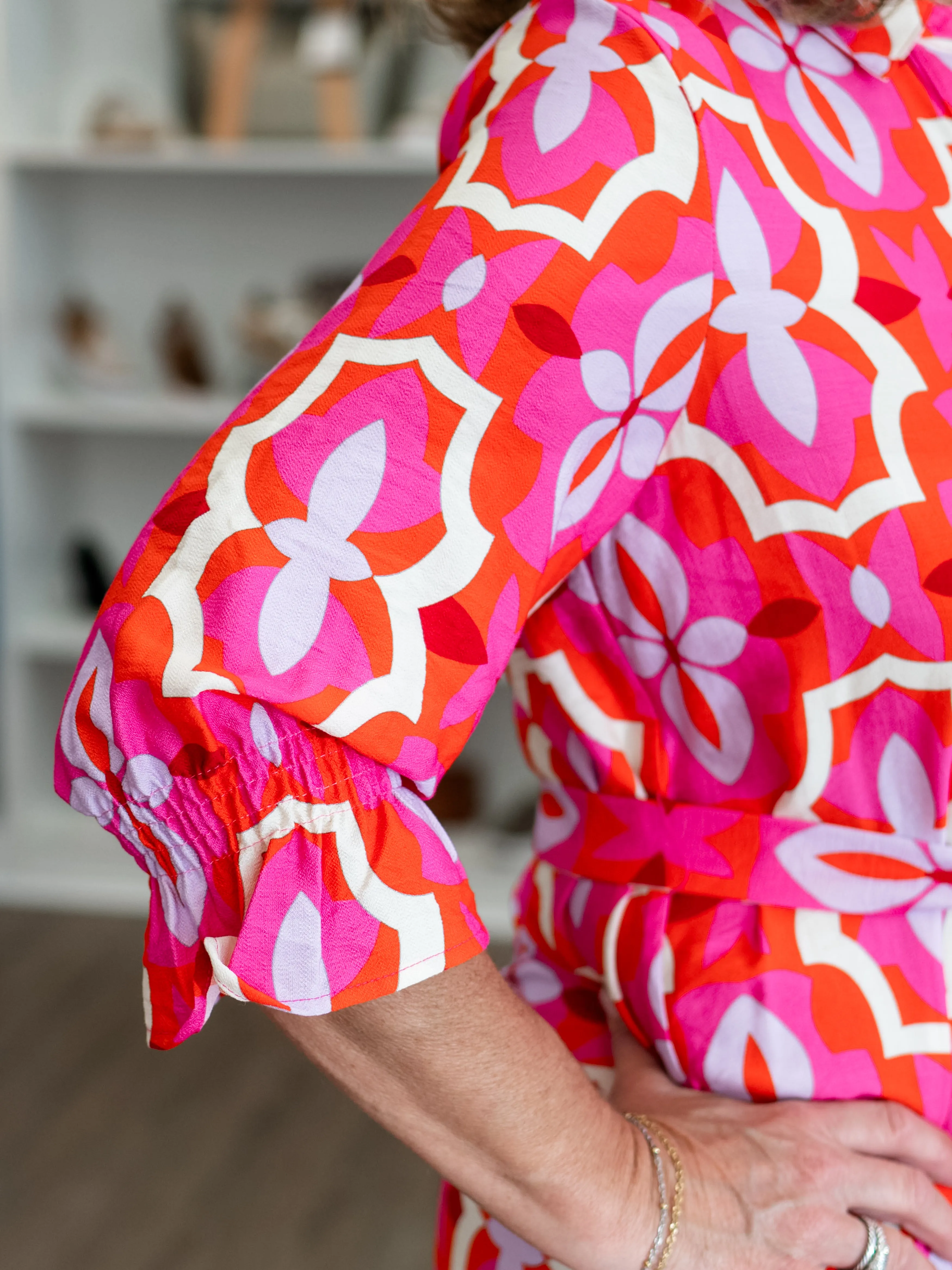 Pink Geometric Maxi Dress by Boho Chic