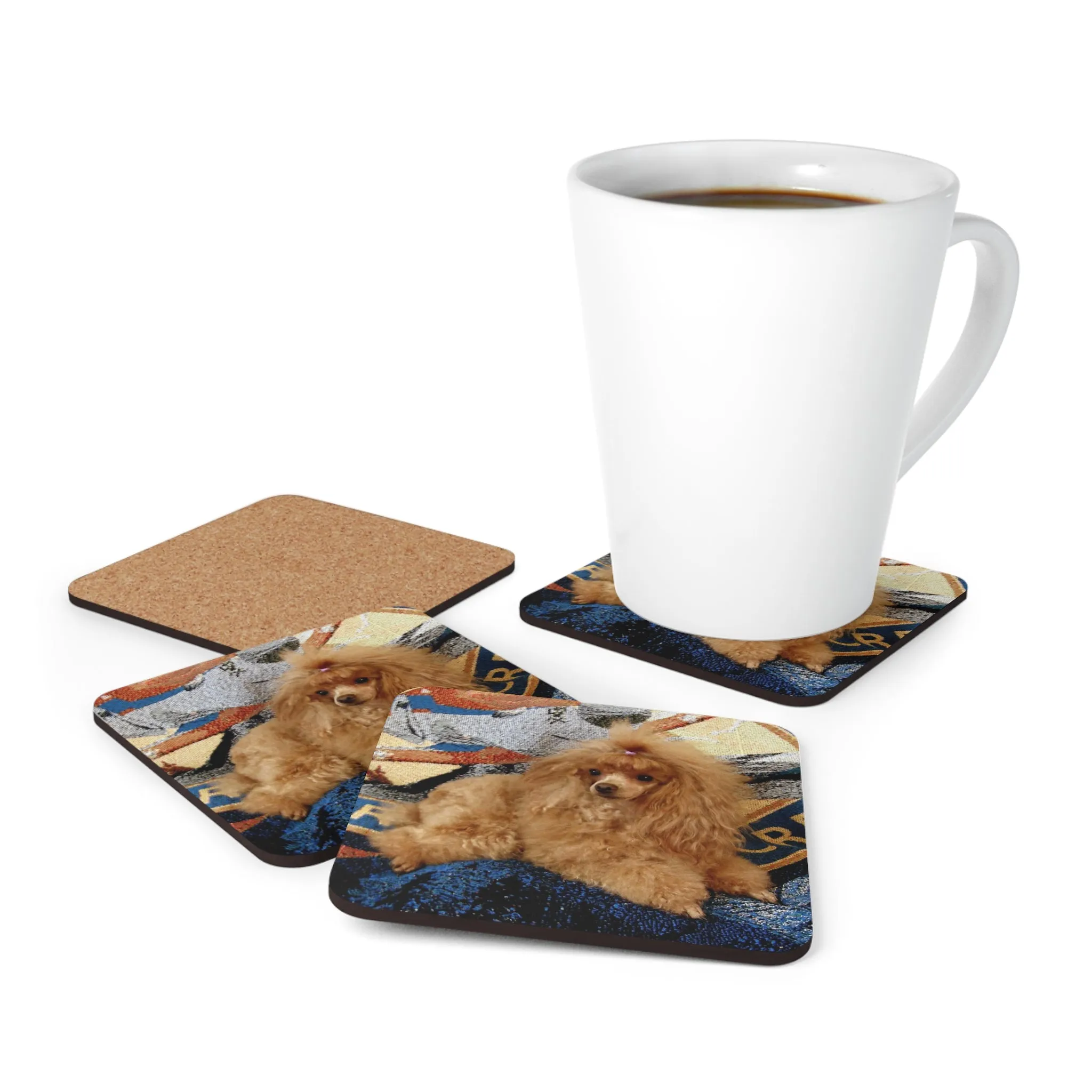 Poodle Coasters - Set of 4 Hardboard Coasters - Radiant Red Poodles - Terra Lounging