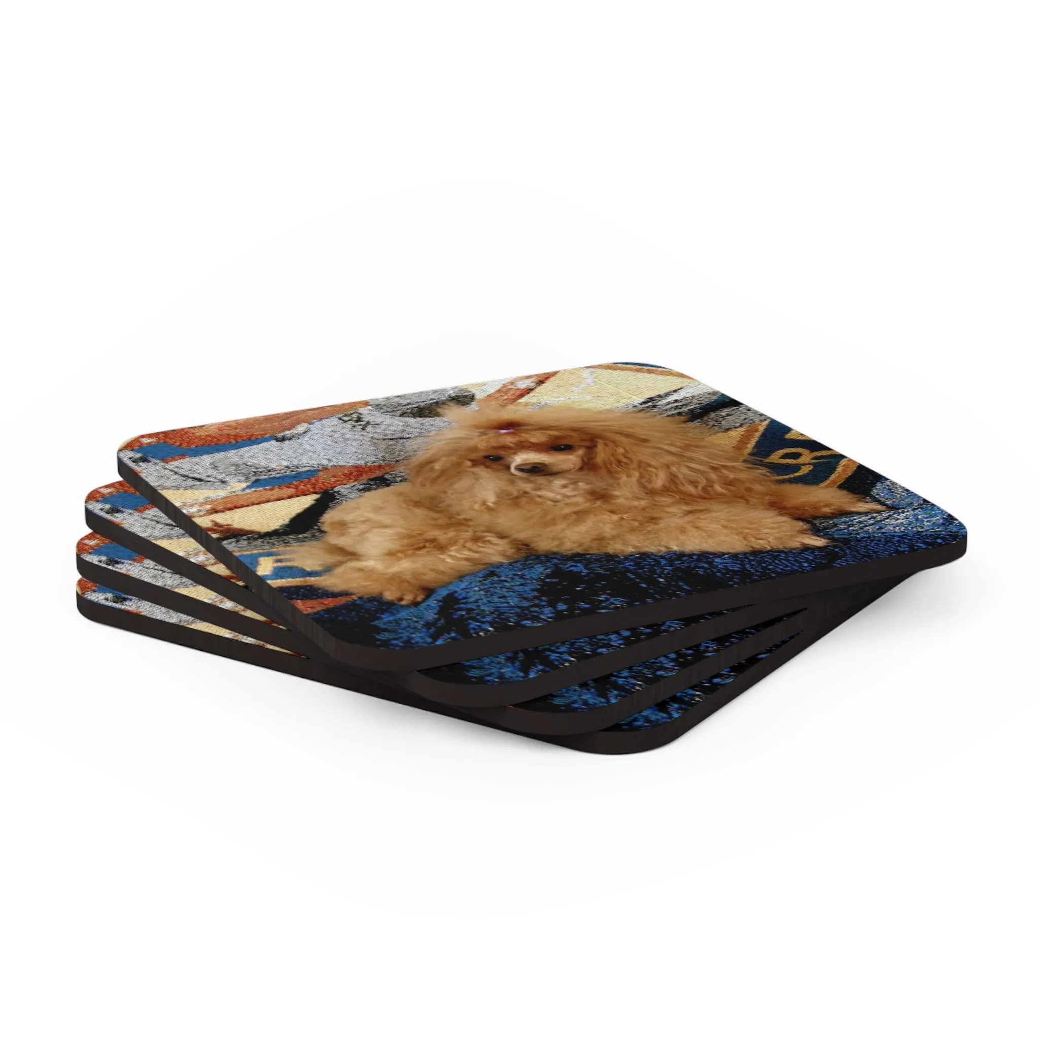 Poodle Coasters - Set of 4 Hardboard Coasters - Radiant Red Poodles - Terra Lounging