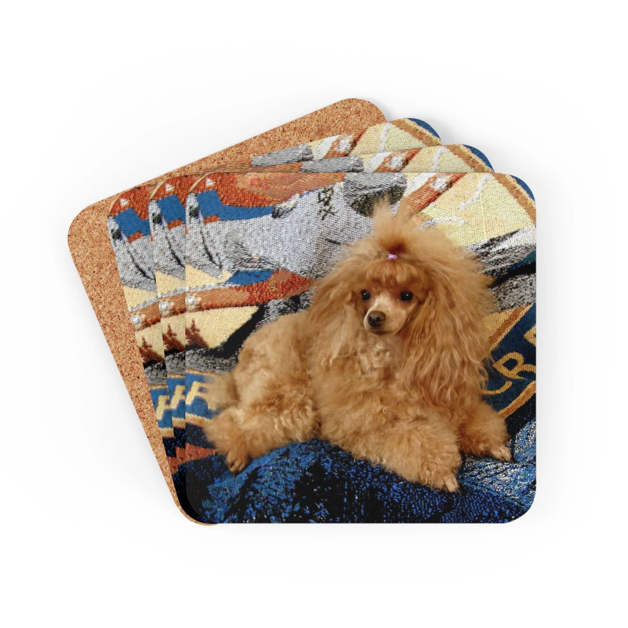 Poodle Coasters - Set of 4 Hardboard Coasters - Radiant Red Poodles - Terra Lounging