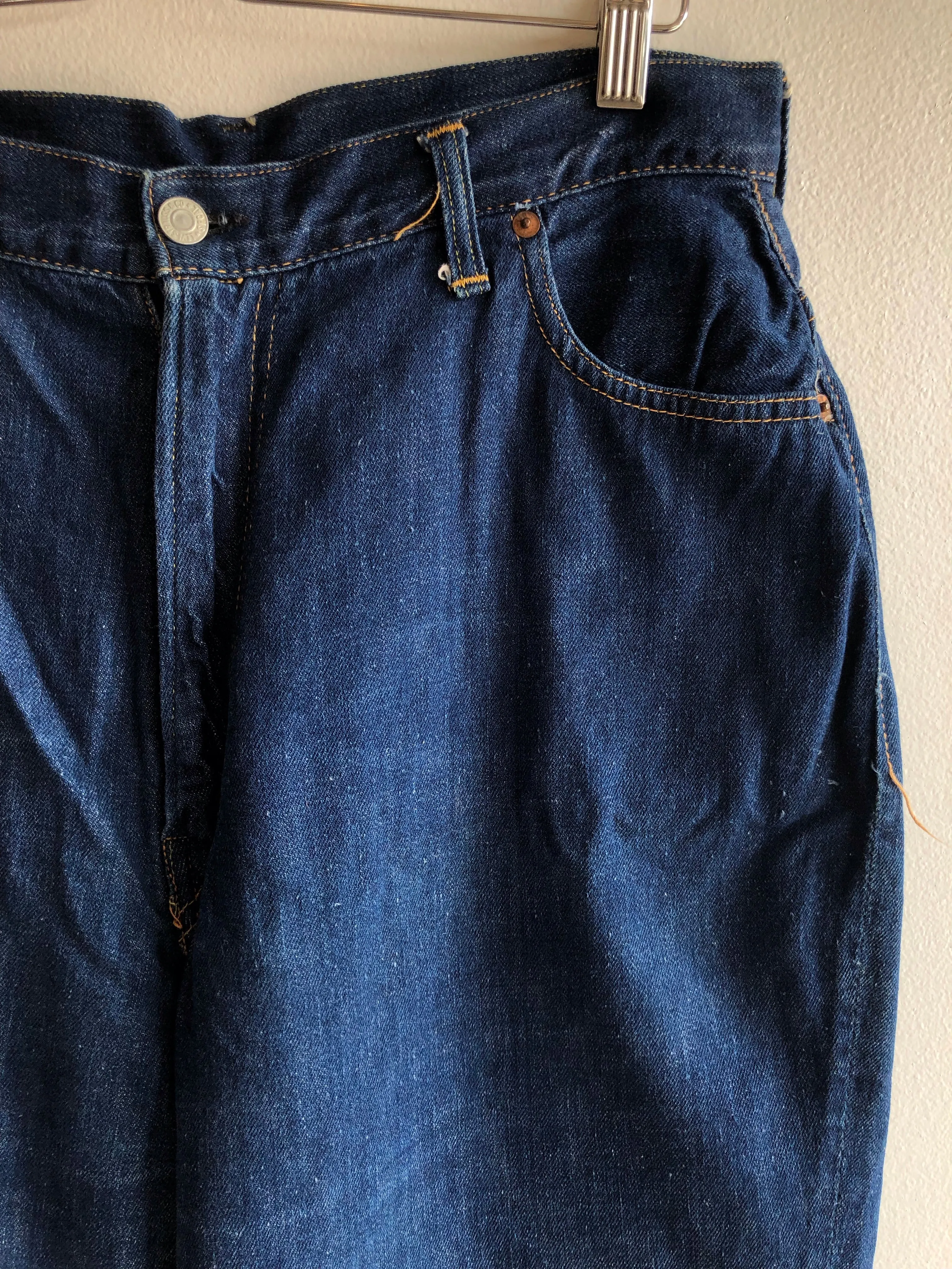 Reserve for Sarah Vintage 1950s Levis Big E 701 Hidden Rivet Denim Jeans