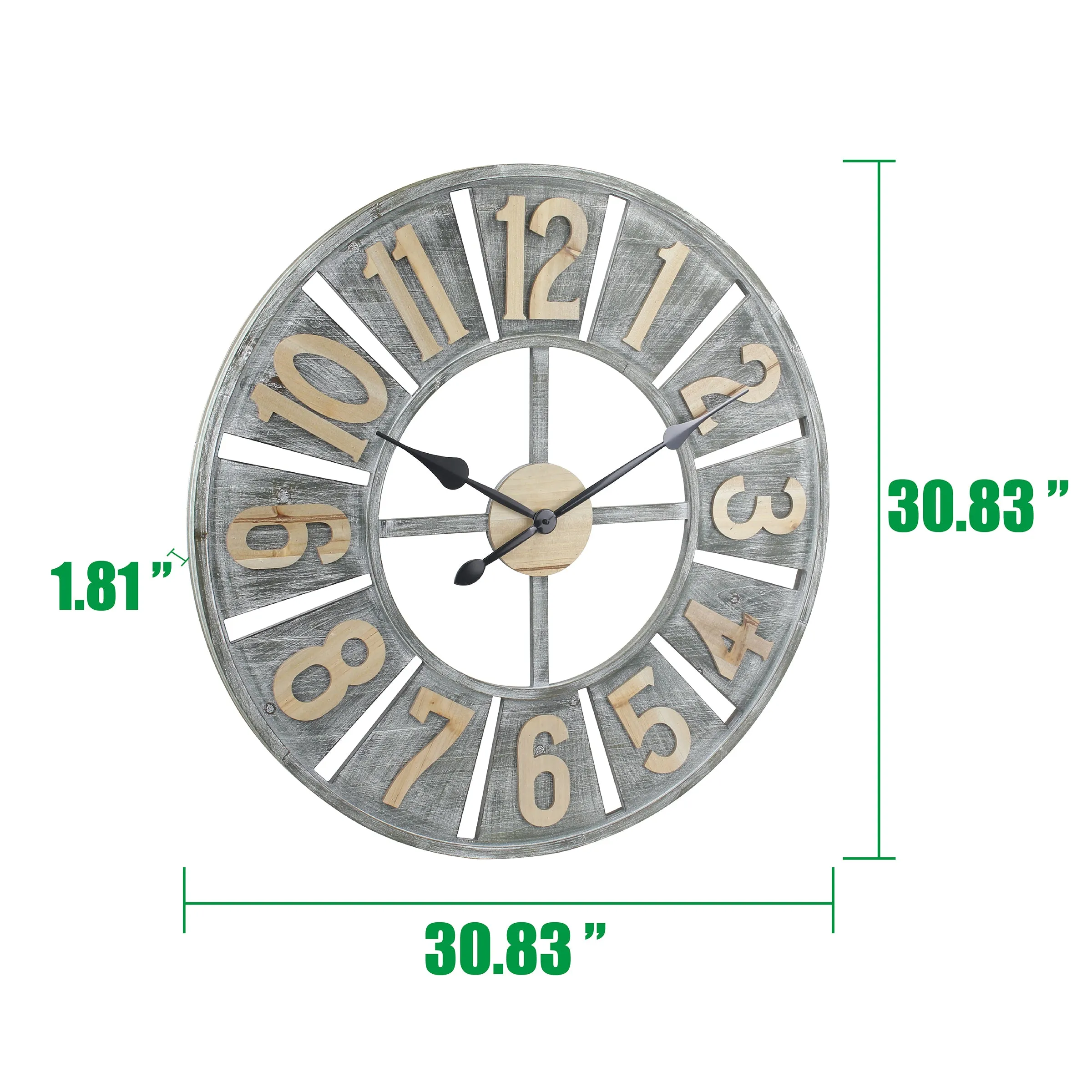 Rustic Deconstructed Clock with Layered Numbers