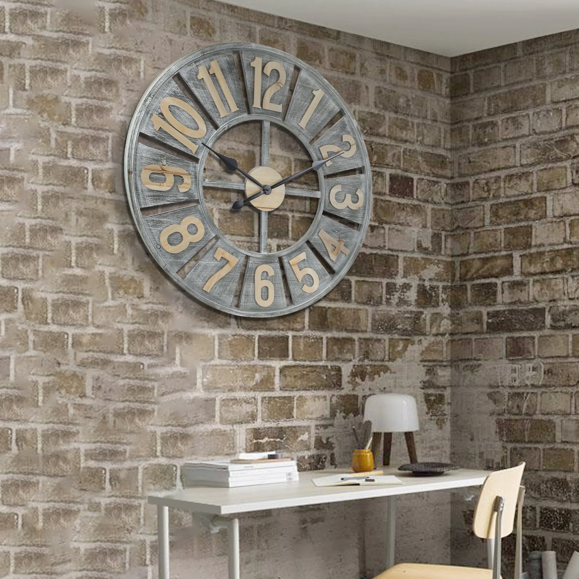 Rustic Deconstructed Clock with Layered Numbers