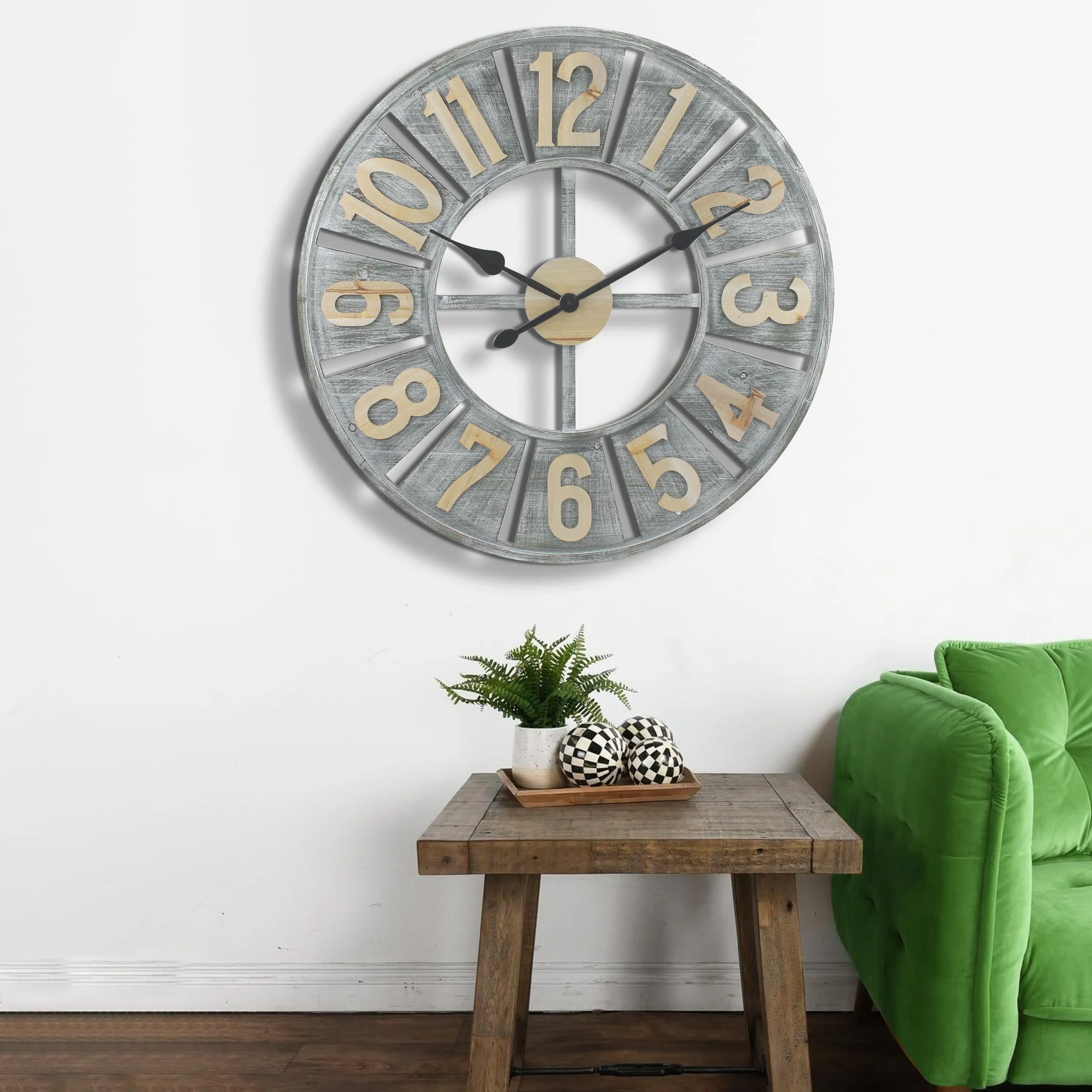 Rustic Deconstructed Clock with Layered Numbers