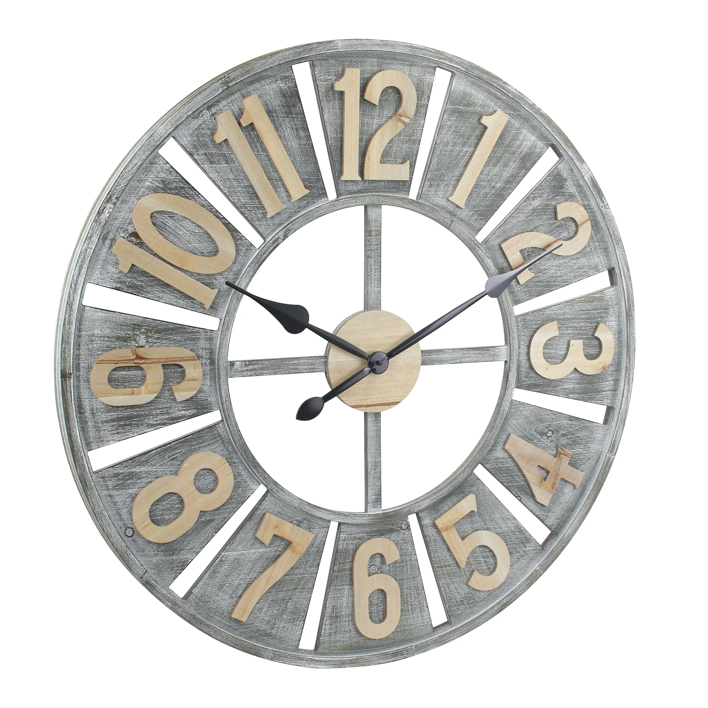 Rustic Deconstructed Clock with Layered Numbers
