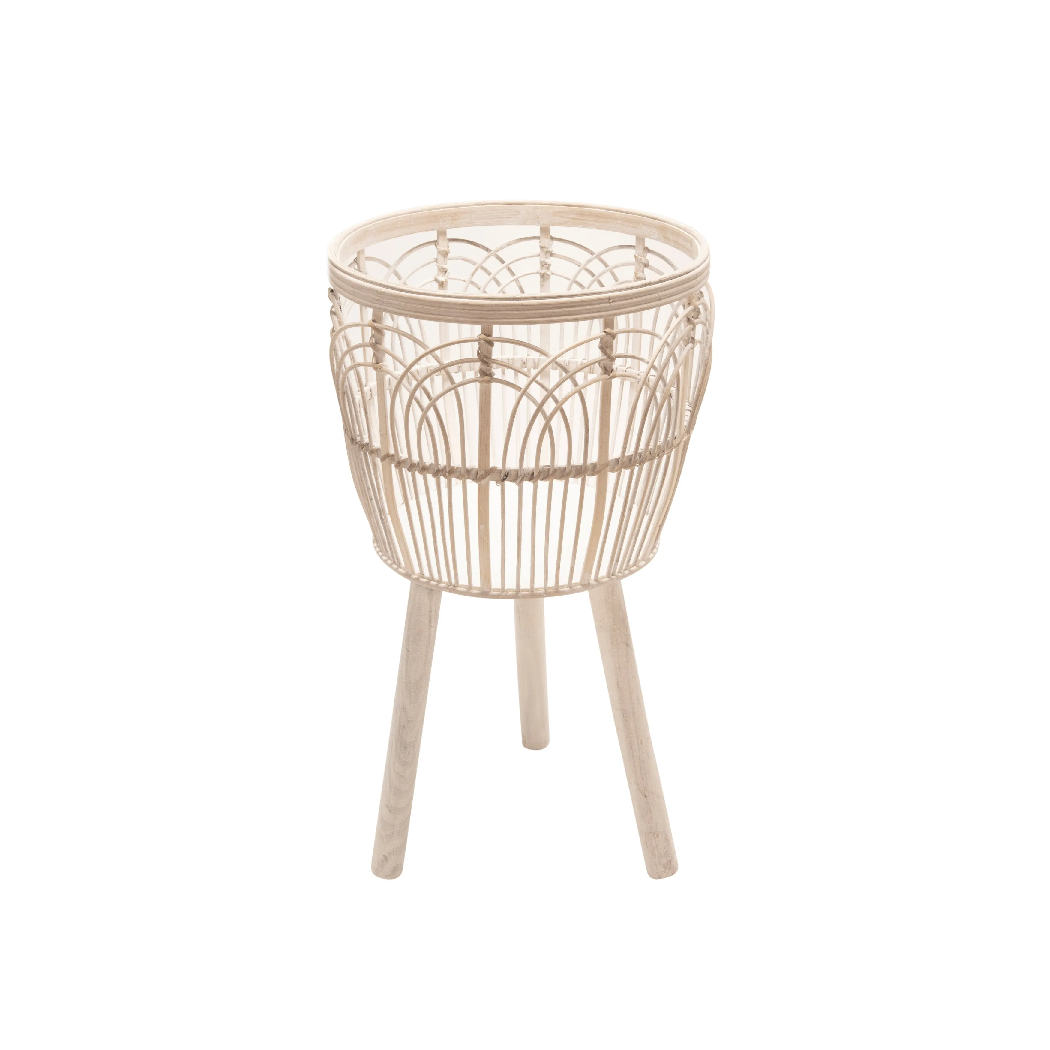 S/3 Bamboo Planters 11/13/15", White