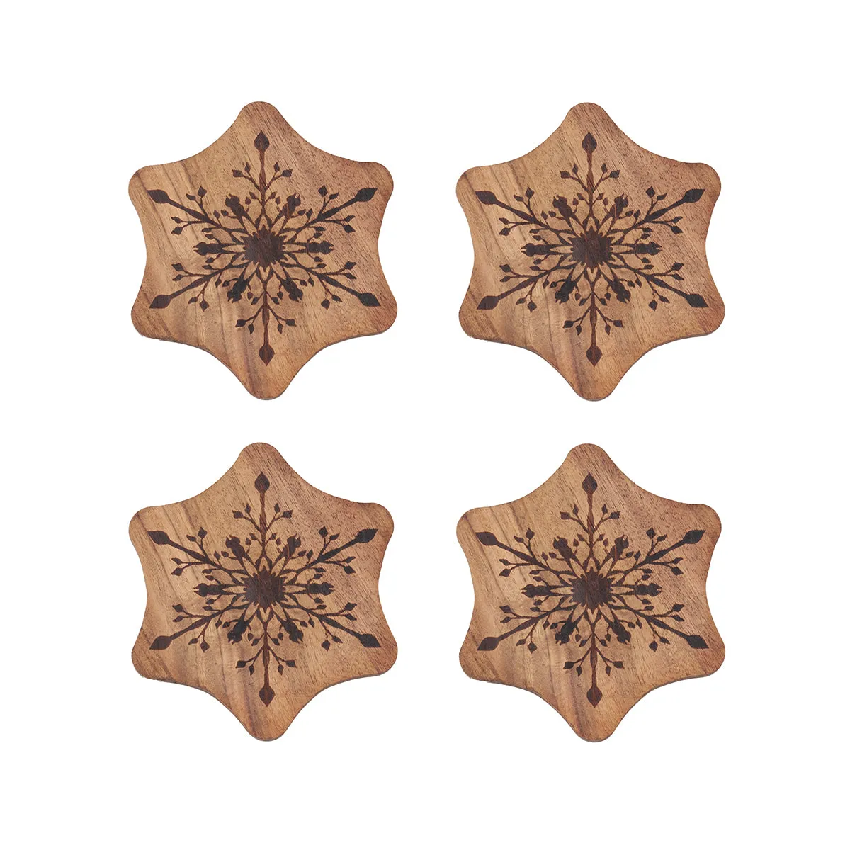 Snowflake Wood Coasters, Set of 4